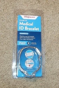 New Men's Diabetic Medical ID Bracelet sz M Fits Up To 8" Wrist NEW - Picture 1 of 3