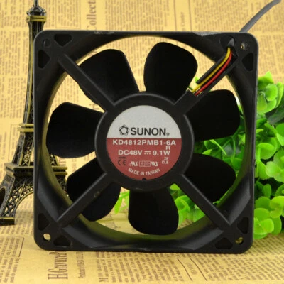 SUNON KD4812PMB1-6A 12038 12CM DC48V 9.1W 3-pin double ball cooling fan - Image 1 of 4