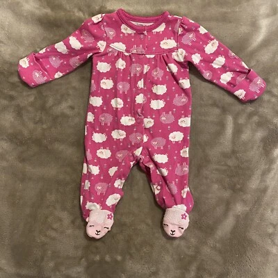 Just One You made by Carter's Pink Sheep Footed One Piece Pajamas Size Newborn - Image 1 of 4
