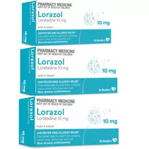 LORAZOL -LORATADINE 10MG- SAME AS CLARATYNE *350* TABS (300 PLUS 50 FREE) -L350- - Picture 1 of 3