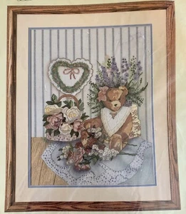 Etwas Besonderes TEDDY UND BLUMEN gezähltes Kreuzstich-Set Landhaus süß - Bild 1 von 4