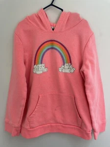 Cat & Jack Kids Girls Cute Glitter Cat Rainbow Cotton Blend Hoodie Coral M 7/8 - Picture 1 of 6