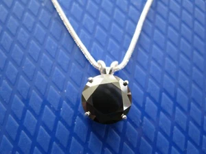 2.95ct 100% REAL EARTH MINED NATURAL BLACK DIAMOND NECKLACE, CERTIFICATE,PENDANT - Picture 1 of 8