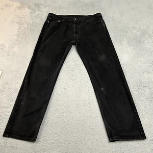 Levis Jeans Mens 42x34 Black Denim 505 Regular Straight American Work Wear Adult - Picture 1 of 16