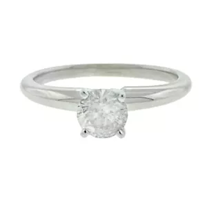 14k White Gold Approx .40 Ctw Diamond Solitaire Engagement Ring - Picture 1 of 4
