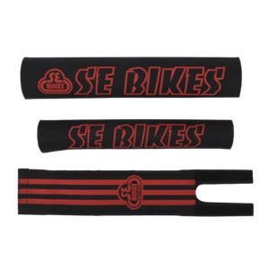 SE Racing 3 Piece "Tetoron" BMX Bicycle Padset - RED ON BLACK - Picture 1 of 1