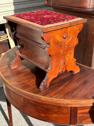 fine Victorian Eastlake foot stool shoe shine stool 1880 clean usable rare Cover