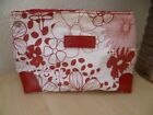 Clarins White Red Floral Flowers Makeup Cosmetic Bag W 19cm x H 16cm D 10cm