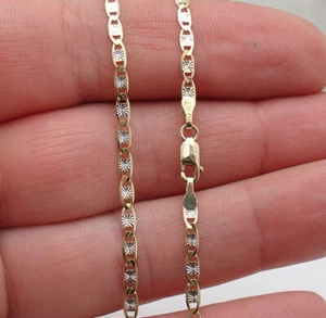 Valentino Sunbeam Chain Anklet Ankle Bracelet Real 10K Yellow White  Gold - Picture 1 of 4