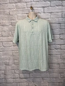Mattgraues hellgrün bedrucktes kurzärmliges Golf Poloshirt für Herren Gr. L - Bild 1 von 6