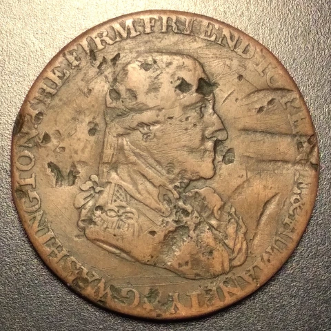 RARE 1795 Grate Halfpenny Token. LE Washington copper coin/medal/ingot/exonumia Cover