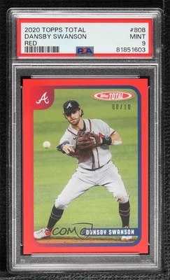 2020 Topps Total Red /10 Dansby Swanson #808 PSA 9 MINT - Image 1 of 2