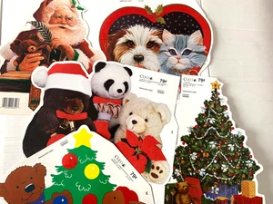 Vintage gestanzte Weihnachten Fensterdekoration einseitig beflockt Weihnachtsbären Cleo Lot-5 - Bild 1 von 7
