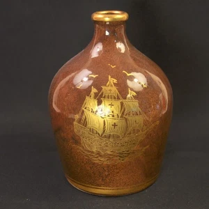 Jarra de cuerda musical Sprague marrón con oro años 30 barco galeón español qué seco estoy - Imagen 1 de 12