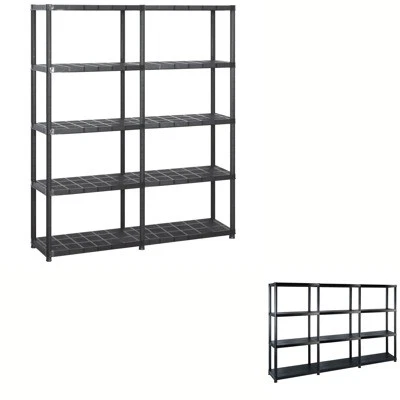 Storage Shelf 5-Tier Black Plastic Rack Display Organiser Multi Sizes vidaXL - image 1 of 2