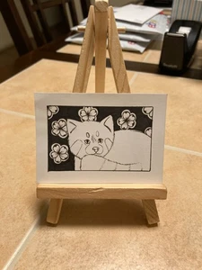 ACEO Original Art Painting Miniature card OOAK Mini ATC Red Panda Zentangle #358 - Picture 1 of 1