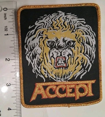 Accept Band Lion Metallic Gold Border Woven Patch - Image 1 of 2