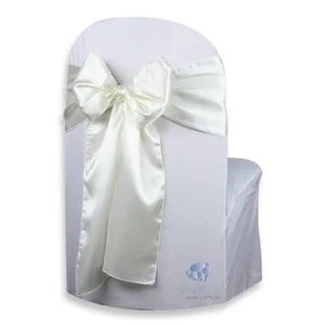 150 pcs Satin Chair Cover Bow Sash 108"x8" - Ivory - Wedding Party Banquet tg - Picture 1 of 5