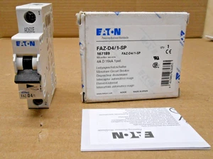 INTERRUPTOR DE CIRCUITO MINIATURA EATON 167189 FAZ-D4/1-SP MCB 4 AMP 15KA 1P (2 DISPONIBLES) - Imagen 1 de 5