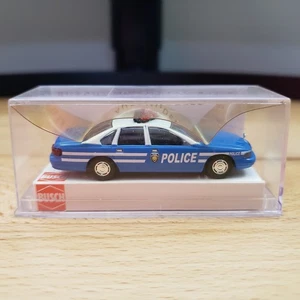 Busch 1995 Chevrolet Caprice US Police Car 1:87 HO Scale Blue & White - Picture 1 of 9