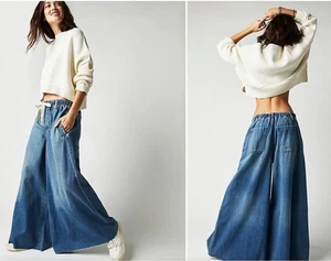 Pantalones de mezclilla We The Free People CLOVER pierna ancha azul aciano XL holgados - Imagen 1 de 13