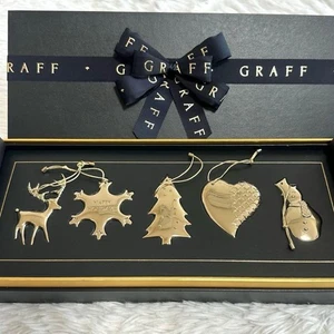 GRAFF Christmas Ornament tree decoration box set silver gift with ribbon Rare - Picture 1 of 10