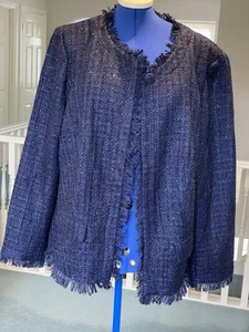 Vintage, but never worn, Boucle Jacket by Elvi Size 22/ 24 * See the video! - Picture 1 of 7