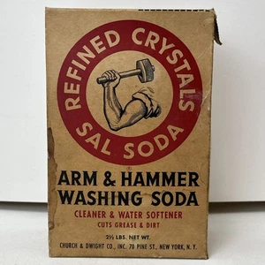 Vintage Arm & Hammer Waschsoda raffinierte Kristalle Sal Soda 2,5 Pfund offen - Bild 1 von 9