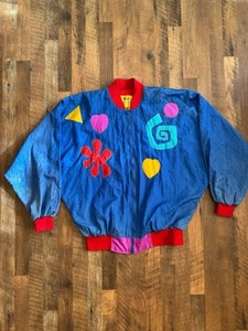 Vintage 80s Bodyworks Windbreaker Jacket Abstract Large - Picture 1 of 12