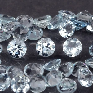 💎 4.76ct 50pcs Lot VS-VVS Round Natural Blue Aquamarine - Unheated, Brazil Gems - Picture 1 of 5