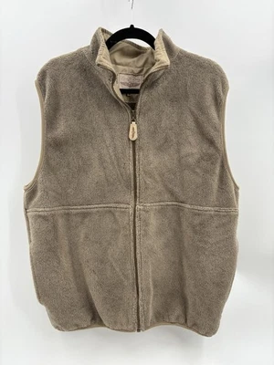 Medium Straight Down Men's Tan Golf Full Zip Vest Deep Pile - Image 1 of 4