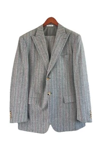 NEW Pal Zileri Abito Privato  2 Piece Suit 44 L Gray Red Stripe - Picture 1 of 13