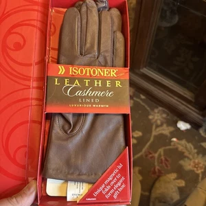 Isotoner Leder Kaschmir gefütterte Handschuhe Tannenzapfen Größe 8 Medium Damen neu im Karton - Bild 1 von 4