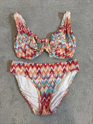 Lidea By Maryan Mehlhorn Swimsuit Two Piece Black Size US 10 Cup G Wired Zigzag - Image 1 of 4