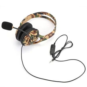 Head Mounted Computer Gaming Headphone Headset For ONE Green Camouflage FY - Afbeelding 1 van 10