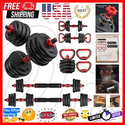Halteres ajustáveis de 10 a 90 lb: barra, kettlebell e acessório push-up - Imagem 1 de 4