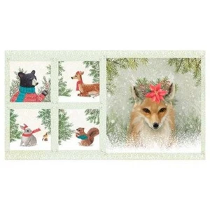 Enchanted Woodland Christmas Cotton Fabric Blocks Clothworks 23 by 44  - Picture 1 of 1