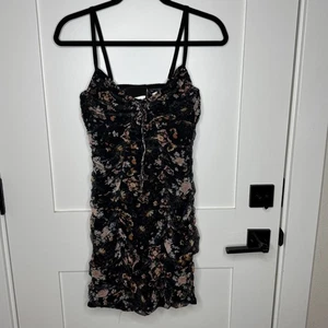Vestido Victoria's Secret Floral Acanalado Mini Sin Mangas Espalda Abierta Negro Para Mujer Talla L - Imagen 1 de 8