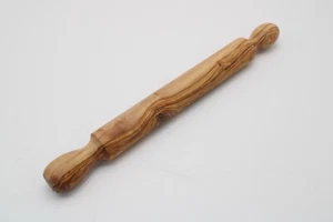 Olivenholz Teigroller Roller Nudelholz mit Holzachse Walze Holzwalze L40xD5 cm - Bild 1 von 3