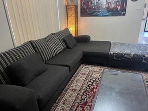 Sofa with chaise & ottomans/ Grey colour / Good used condition/Quick sale - Picture 1 of 6
