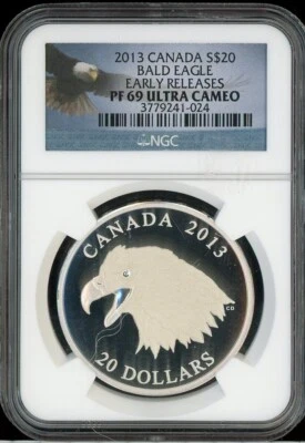 2013 Canada Bald Eagle 20 Dollars Early Releases NGC PF 69 - Image 1 of 2