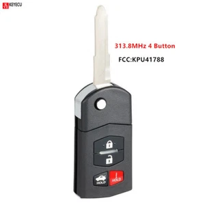 Keyless Car Remote Entry Uncut Flip Ignition Key Fob For Mazda6 RX8 FCC:KPU41788 - Picture 1 of 3