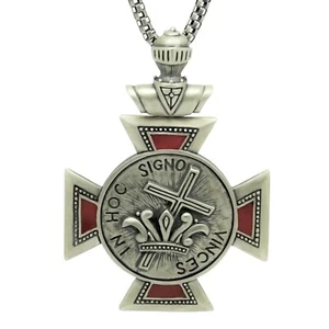 Knights Templar Sterling Silver Cross and Crown Pendant with Chain Handcrafted  - Picture 1 of 12