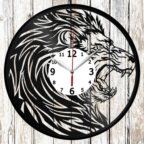 Lion Vinyl Wall Clock Made Of Vinyl Record Fan Art Handmade Original Gift 1728 Cover