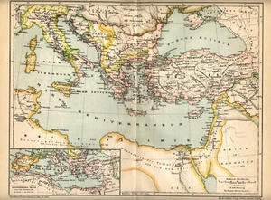 1901 = IMPERO BIZANTINO = Antica MAPPA Storica = OLD MAP - Picture 1 of 1