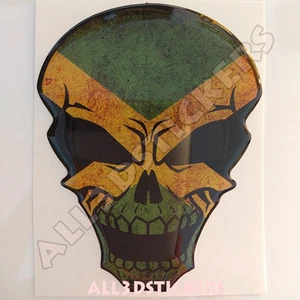 Adesivi Resinati Cranio Skull Bandiera Giamaica Auto Moto Sticker Tablet 3D - Picture 1 of 3