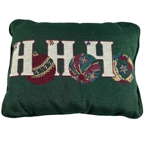 Christmas Ho Ho Ho Holiday Throw Pillow Ornaments Green Maroon Red 11.5" X 9" - Picture 1 of 5