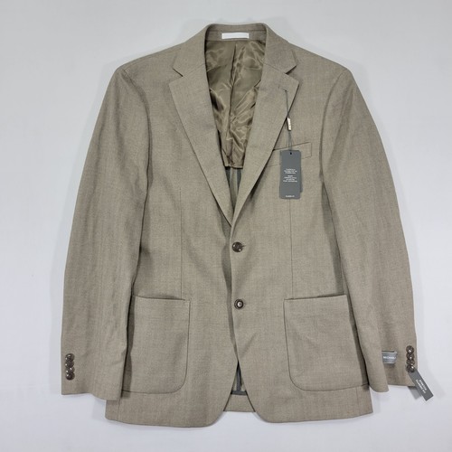 Blazer cappotto sportivo uomo Michael Kors due bottoni farina d'avena spina di pesce poli 38R NUOVO