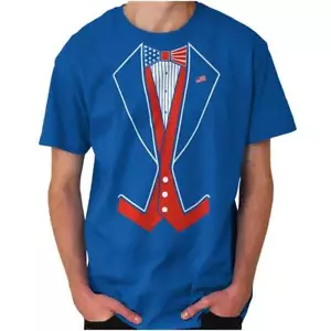 Patriotic American Flag 4th of July Tuxedo Mens Casual Crewneck T Shirts Tees - Picture 1 of 8