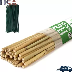 Bamboo Plant Stakes 40 Pack 5ft Garden Support Twine Ties Tomato Climbing Plants - Picture 1 of 6